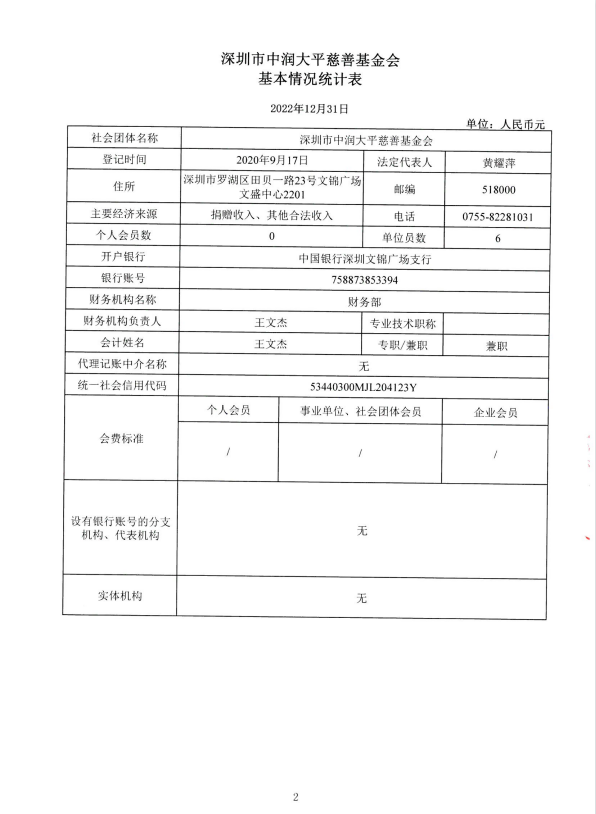 深圳市中润大平慈善基金会2022年度审计报告(图3)